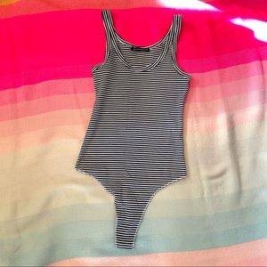 Brandy Melville Navy & White Bodysuit